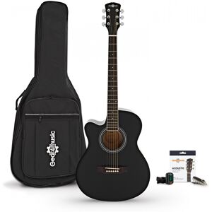 Single Cutaway Left Handed Acoustic Guitar Pack by Gear4music Black Single Cutaway Left Handed Acoustic Guitar Pack by Gear4music Black