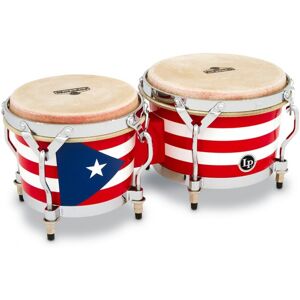 Latin Percussion LP Matador Wood Bongos Puerto Rican Flag Chrome Hardware Latin Percussion LP Matador Wood Bongos Puerto Rican Flag Chrome Hardware