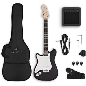Gear4Music VISIONSTRING Left Handed Electric Guitar Pack Black Gear4Music VISIONSTRING Left Handed Electric Guitar Pack Black
