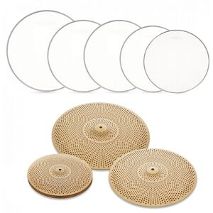 5pc Low Volume Cymbal and Mesh Head Fusion Pack by Gear4music Gold 5pc Low Volume Cymbal and Mesh Head Fusion Pack by Gear4music Gold