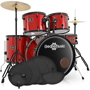 Gear4Music BDK-1 Full Size Starter Drum Kit Practice Pack Red Gear4Music BDK-1 Full Size Starter Drum Kit Practice Pack Red