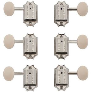 Gibson PMMH-060 Deluxe White Button Tuner Set Vintage Nickel Gibson PMMH-060 Deluxe White Button Tuner Set Vintage Nickel