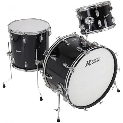 Rogers Drums Rogers Powertone 24 3pc Shell Pack Piano Black with Inlay Rogers Drums Rogers Powertone 24 3pc Shell Pack Piano Black with Inlay