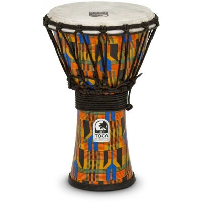 Toca Percussion Toca 7" Djembe Freestyle Rope Tuned Kente Cloth Toca Percussion Toca 7" Djembe Freestyle Rope Tuned Kente Cloth