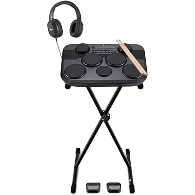 DD80 Portable Electronic Drum Pad by Gear4music Stand & Headphones Pack DD80 Portable Electronic Drum Pad by Gear4music Stand & Headphones Pack