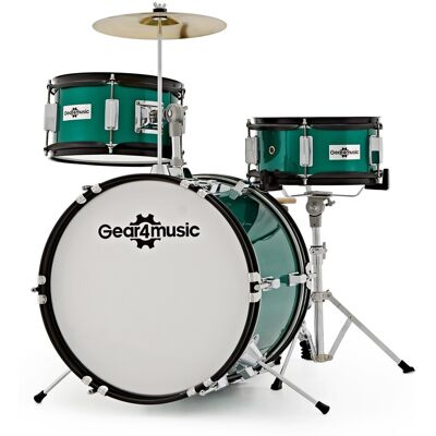 Junior 3 Piece Drum Kit by Gear4music Green Junior 3 Piece Drum Kit by Gear4music Green