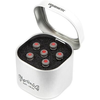 Martin 18APP0005 Bridge Pins Liquid Metal 6 Tin Grey w/ Red Inlay Martin 18APP0005 Bridge Pins Liquid Metal 6 Tin Grey w/ Red Inlay