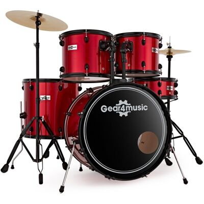 BDK-1 Full Size Starter Drum Kit by Gear4music Red BDK-1 Full Size Starter Drum Kit by Gear4music Red