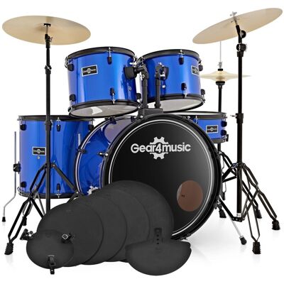 Gear4Music BDK-1+ Full Size Starter Drum Kit Practice Pack Blue Gear4Music BDK-1+ Full Size Starter Drum Kit Practice Pack Blue