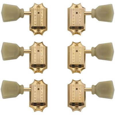 Gibson PMMH-020 Deluxe Green Key Tuner Set Vintage Gold Gibson PMMH-020 Deluxe Green Key Tuner Set Vintage Gold
