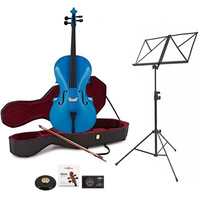 Student 3/4 Size Cello Beginner Pack by Gear4music Blue Student 3/4 Size Cello Beginner Pack by Gear4music Blue
