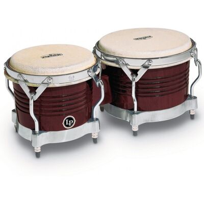 Latin Percussion LP Matador Wood Bongos Almond Brown Chrome Hardware Latin Percussion LP Matador Wood Bongos Almond Brown Chrome Hardware