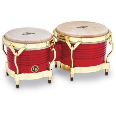 Latin Percussion LP Matador Wood Bongos Red Gold Hardware Latin Percussion LP Matador Wood Bongos Red Gold Hardware