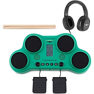 Gear4Music VISIONPAD-6 Electronic Drum Pad Pack Green Gear4Music VISIONPAD-6 Electronic Drum Pad Pack Green