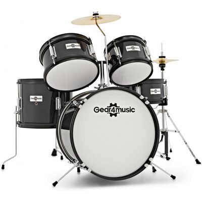 Junior 5 Piece Drum Kit by Gear4music Black Junior 5 Piece Drum Kit by Gear4music Black
