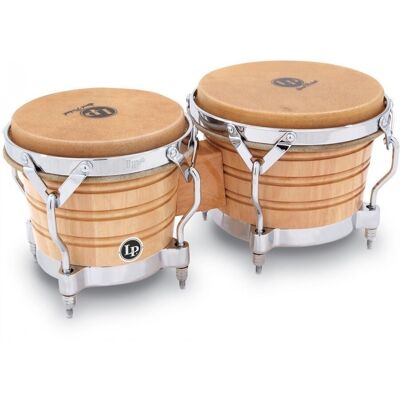 Latin Percussion LP Generation II Wood Bongos Natural Chrome Hardware Latin Percussion LP Generation II Wood Bongos Natural Chrome Hardware