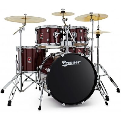 Premier Revolution 20" 5pc Drum Kit Bundle Red Sparkle Premier Revolution 20" 5pc Drum Kit Bundle Red Sparkle