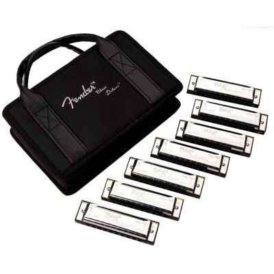 Fender Blues Deluxe 7 Piece Harmonica Set with Case Fender Blues Deluxe 7 Piece Harmonica Set with Case
