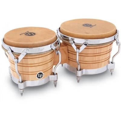 Latin Percussion LP Generation II Wood Bongos Natural Chrome Hardware Latin Percussion LP Generation II Wood Bongos Natural Chrome Hardware