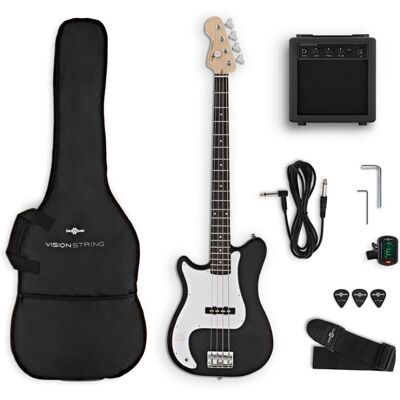 Gear4Music VISIONSTRING Left Handed Bass Guitar Pack Black Gear4Music VISIONSTRING Left Handed Bass Guitar Pack Black