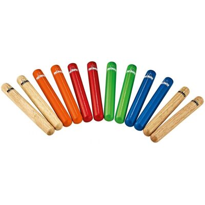 Nino by Meinl Multi-Coloured Clave Pack 6 Pairs Nino by Meinl Multi-Coloured Clave Pack 6 Pairs