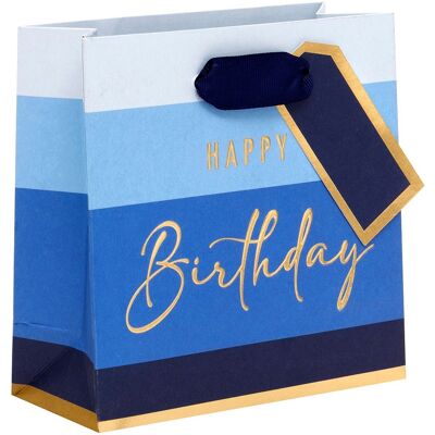 Glick Blue Happy Birthday Stripe Small Gift Bag Glick Blue Happy Birthday Stripe Small Gift Bag