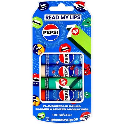 Read My Lips Pepsi & 7UP 4 Piece Lip Balm Set Read My Lips Pepsi & 7UP 4 Piece Lip Balm Set