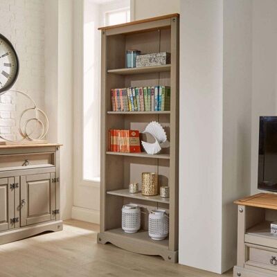 Home Source Corona Grey Tall Pine Bookcase 5 Shelves - Bookcase Home Source Corona Grey Tall Pine Bookcase 5 Shelves - Bookcase