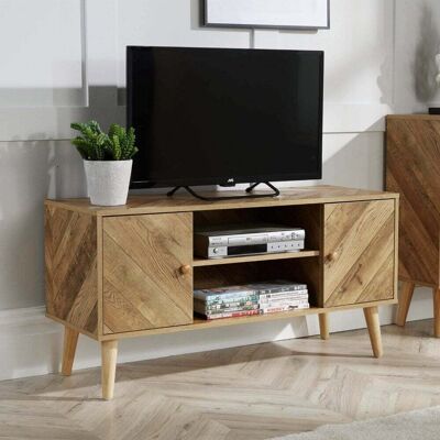 Dallas Herringbone TV Entertainment Open Storage Stand - Natural Dallas Herringbone TV Entertainment Open Storage Stand - Natural