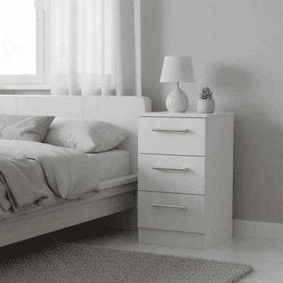 Dulcie Bedside with 3 Storage Drawers White Dulcie Bedside with 3 Storage Drawers White
