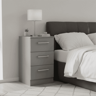 Dulcie Bedside with 3 Storage Drawers Grey Dulcie Bedside with 3 Storage Drawers Grey