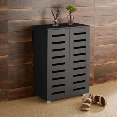 Oslo 2 Door Shoe Storage Cabinet Black Oslo 2 Door Shoe Storage Cabinet Black