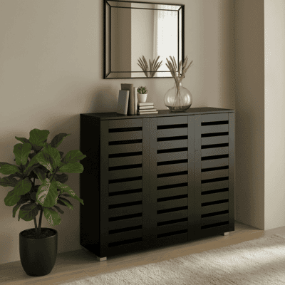 Oslo 3 Door Shoe Storage Cabinet Black Oslo 3 Door Shoe Storage Cabinet Black