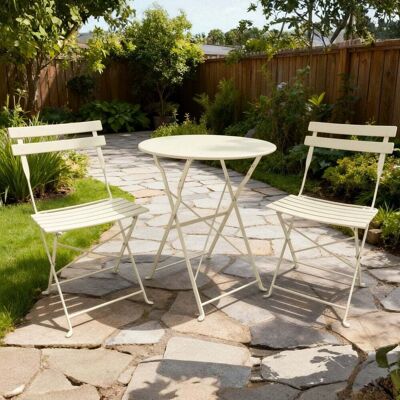 Clifton 3 Piece Pastel Folding Bistro Set - Cream Clifton 3 Piece Pastel Folding Bistro Set - Cream