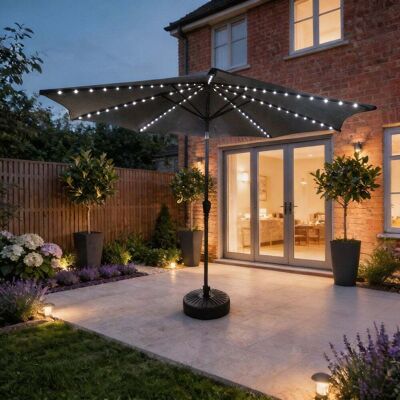 Soletta Multi Coloured LED Crank Grey Parasol Soletta Multi Coloured LED Crank Grey Parasol