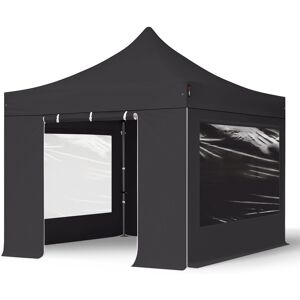 TOOLPORT 3x3m PES 750 Pop up gazebo PREMIUM Steel 40 mm, incl. 4 side panels with Panorama Windows, black - (600005) TOOLPORT 3x3m PES 750 Pop up gazebo PREMIUM Steel 40 mm, incl. 4 side panels with Panorama Windows, black - (600005)