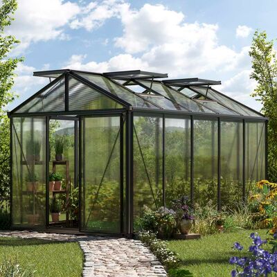GFP 235 x 385 cm Greenhouse, anthracite grey, RAL 7016, no extras - (GFPV00191) GFP 235 x 385 cm Greenhouse, anthracite grey, RAL 7016, no extras - (GFPV00191)