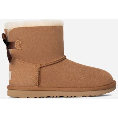 UGG® Mini Bailey Bow II for Kids in Brown, Size 3, Twinface/Polyester/Wool UGG® Mini Bailey Bow II for Kids in Brown, Size 3, Twinface/Polyester/Wool