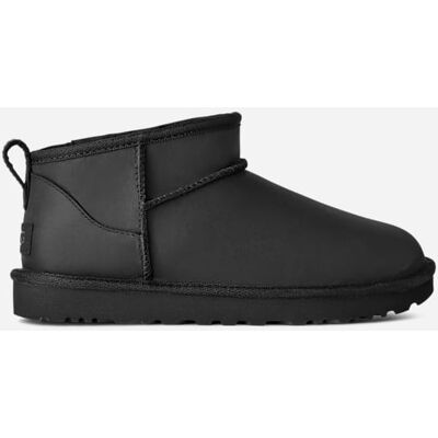 UGG® Classic Ultra Mini LTHR for Women in Black, Size 6, Leather/Polyester UGG® Classic Ultra Mini LTHR for Women in Black, Size 6, Leather/Polyester