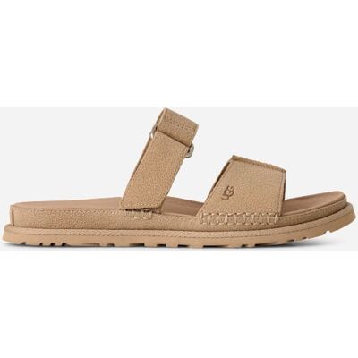 UGG® GoldenGaze Slide in Brown, Size 6, Suede/Polyester/Leather UGG® GoldenGaze Slide in Brown, Size 6, Suede/Polyester/Leather