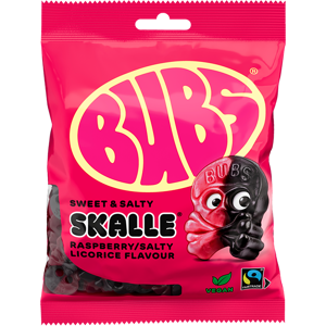 Bubs Raspberry Liquorice Skull Swedish Candy 90g Bubs Raspberry Liquorice Skull Swedish Candy 90g