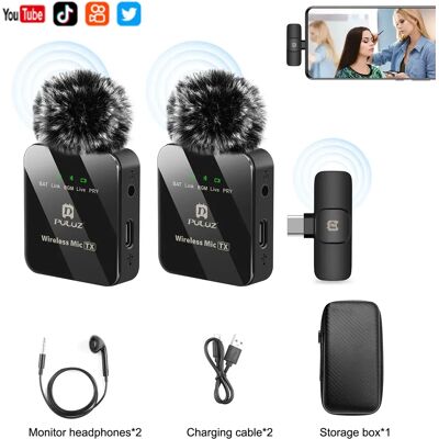 NONE PULUZ 2.4G Wireless Lavalier Microphone Live Broadcast Gaming Microphone For iPhone Type-C Android Camera Audio Video ForYouTube NONE PULUZ 2.4G Wireless Lavalier Microphone Live Broadcast Gaming Microphone For iPhone Type-C Android Camera Audio Video ForYouTube