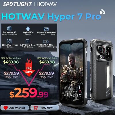 HOTWAV Hyper 7 Pro 5G Rugged Phone 200MP Android 14 6.6'' FHD+ 120Hz Smartphone 36(16+20)GB 256GB 10800mAh 33W Mobile Phone HOTWAV Hyper 7 Pro 5G Rugged Phone 200MP Android 14 6.6'' FHD+ 120Hz Smartphone 36(16+20)GB 256GB 10800mAh 33W Mobile Phone