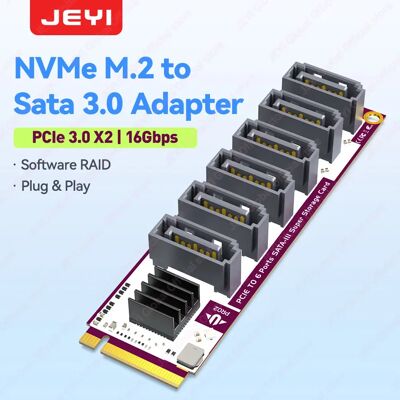 JEYI M.2 to SATA Adapter 6-Port M-Key to SATA 3.0 Card 6Gbps Support SSD/HDD for Desktop PC ASM1166 Chip with LED Indicator JEYI M.2 to SATA Adapter 6-Port M-Key to SATA 3.0 Card 6Gbps Support SSD/HDD for Desktop PC ASM1166 Chip with LED Indicator