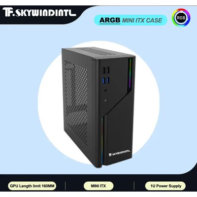 TFDP Mini ITX HTPC Desktop Case 5V ARGB Front Panel 4 USB Ports Supports 1U Power Supply Compact Design for ITX Motherboard Server TFDP Mini ITX HTPC Desktop Case 5V ARGB Front Panel 4 USB Ports Supports 1U Power Supply Compact Design for ITX Motherboard Server