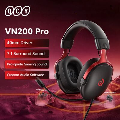 QCY VN200 Pro Wired Gaming Headset With Mic 40mm Driver 7.1 Surround Over Ear Headphones For PC PS4 PS5 Gamer Headphones QCY VN200 Pro Wired Gaming Headset With Mic 40mm Driver 7.1 Surround Over Ear Headphones For PC PS4 PS5 Gamer Headphones