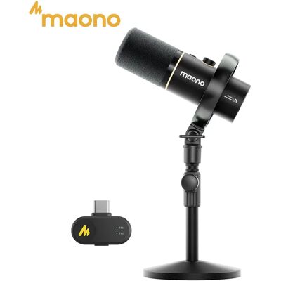 MAONO PD200W Wireless USB XLR Microphone Dynamic Microphone for PC 48kHz/24bit 82dB for Podcast Live Streaming Audio Recording MAONO PD200W Wireless USB XLR Microphone Dynamic Microphone for PC 48kHz/24bit 82dB for Podcast Live Streaming Audio Recording