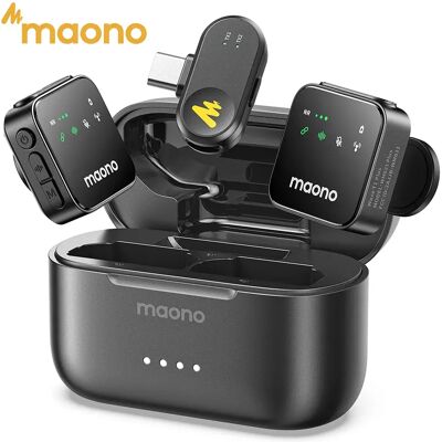 MAONO T1 Plus Dual-Capsule Wireless Lavalier Microphone Lapel Microphone for iPhone iPad Mini Mic for Video Recording Podcast MAONO T1 Plus Dual-Capsule Wireless Lavalier Microphone Lapel Microphone for iPhone iPad Mini Mic for Video Recording Podcast
