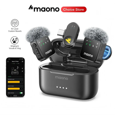 MAONO T1 Plus Wireless Lavalier Microphone Lapel Microphone for iPhone iPad Mini Mic for Video Audio Recording Podcast Vlogging MAONO T1 Plus Wireless Lavalier Microphone Lapel Microphone for iPhone iPad Mini Mic for Video Audio Recording Podcast Vlogging