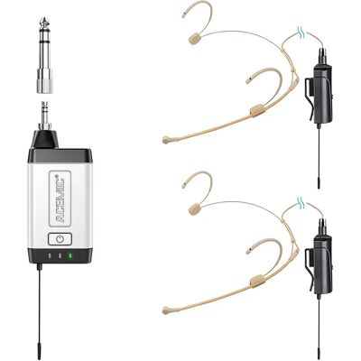 Acemic Q2/H1 Portable Wireless Headset Microphone System, UHF Dual Channel for Speaking Church Classroom Teaching Singing Stage Acemic Q2/H1 Portable Wireless Headset Microphone System, UHF Dual Channel for Speaking Church Classroom Teaching Singing Stage